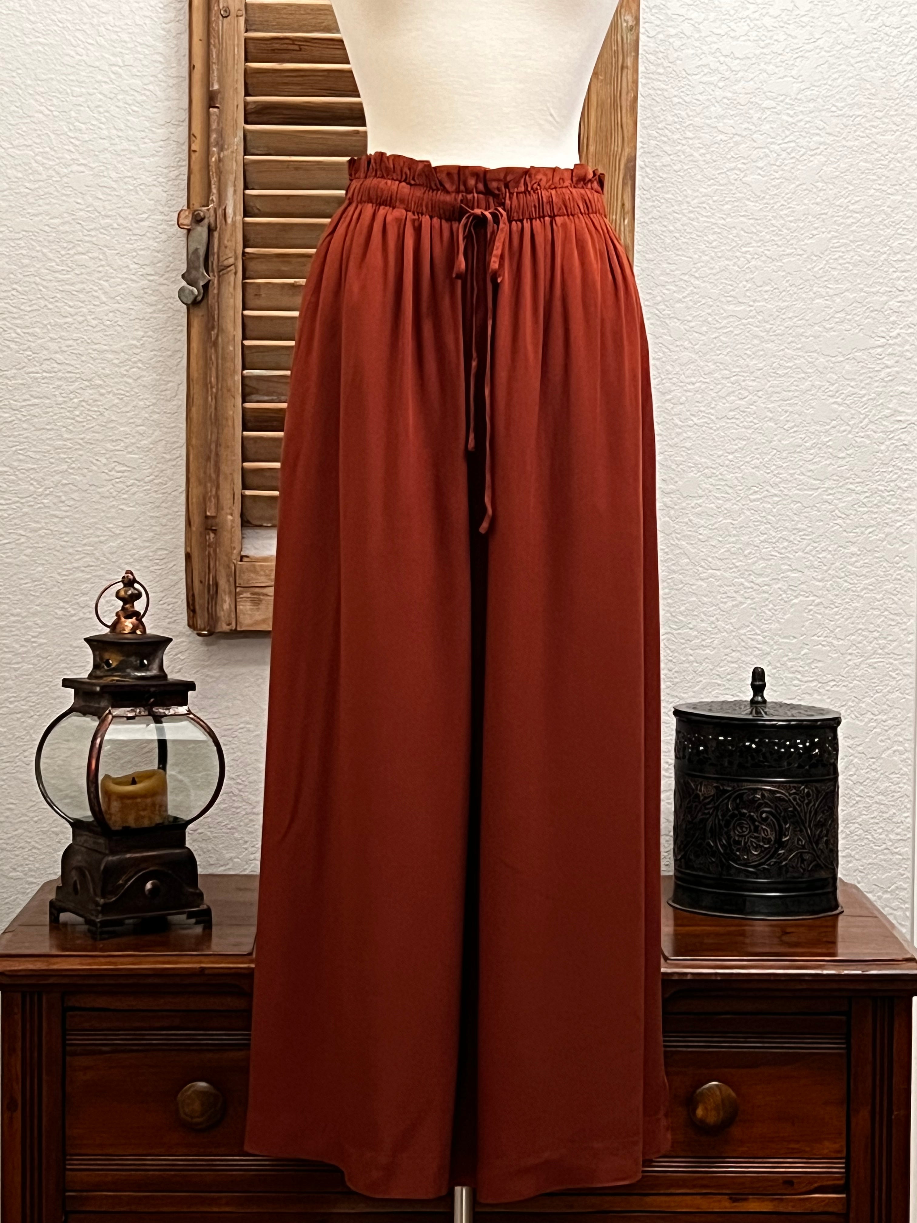 Eleanor Wide Leg Cinched Ruffled Waist Crop Pants