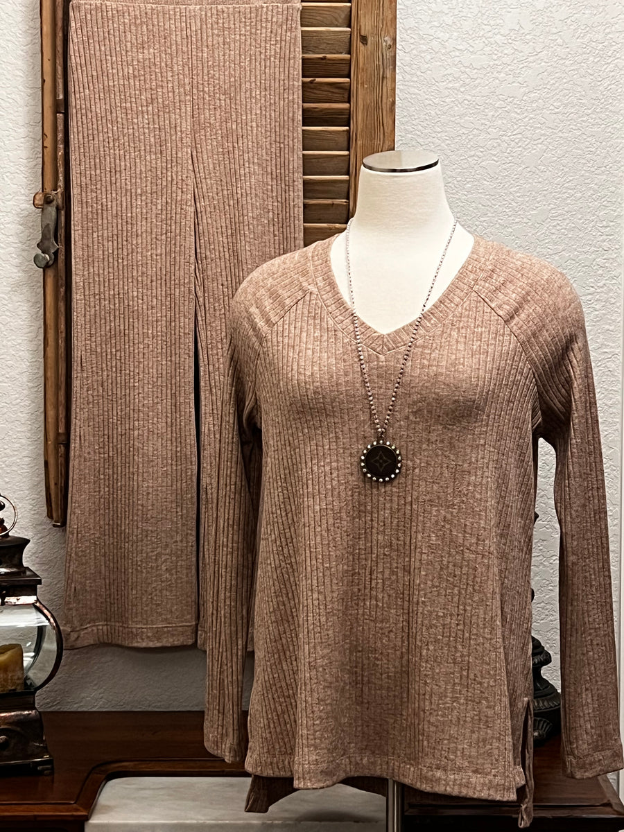 Chloe Oversized Pullover Knit Tunic Top & Yoga Waist Pull On Knit Pant Set