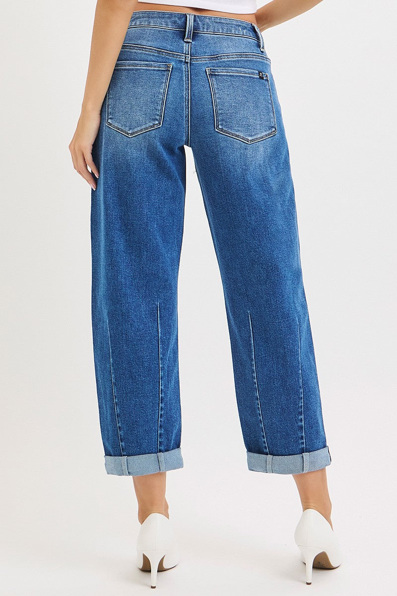 Ramblin' High Rise Boyfriend Cuffed Barrel Jeans