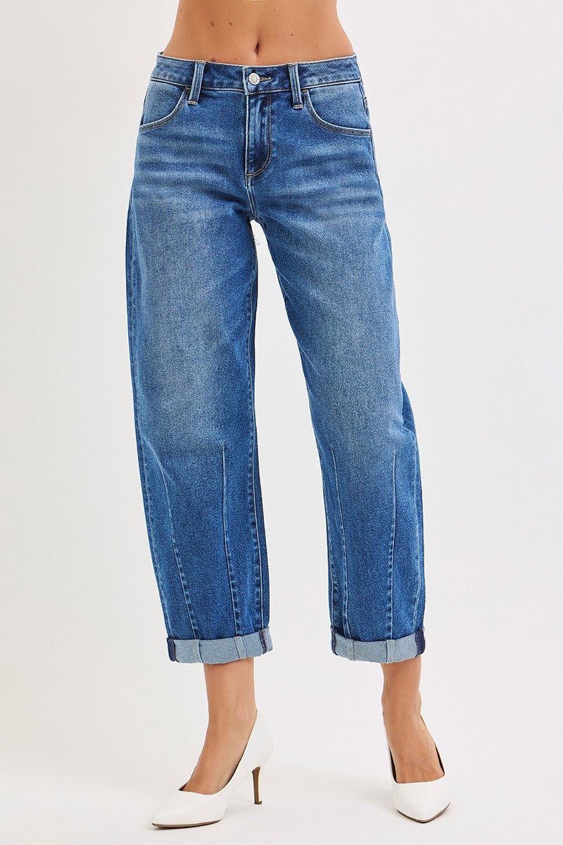 Ramblin' High Rise Boyfriend Cuffed Barrel Jeans