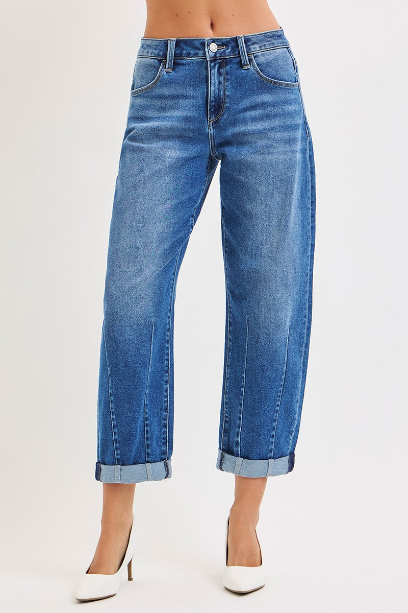Ramblin' High Rise Boyfriend Cuffed Barrel Jeans