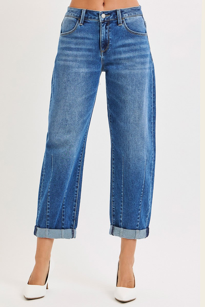 Ramblin' High Rise Boyfriend Cuffed Barrel Jeans