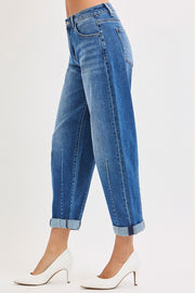 Ramblin' High Rise Boyfriend Cuffed Barrel Jeans
