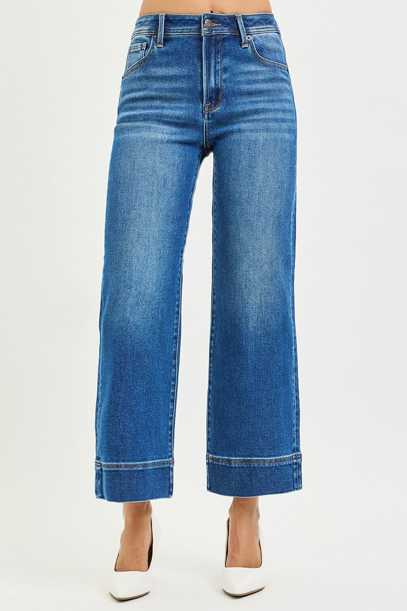 Bono High Rise Ankle Crop Wide Leg Trouser Jeans