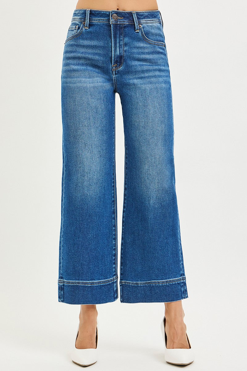 Bono High Rise Ankle Crop Wide Leg Trouser Jeans