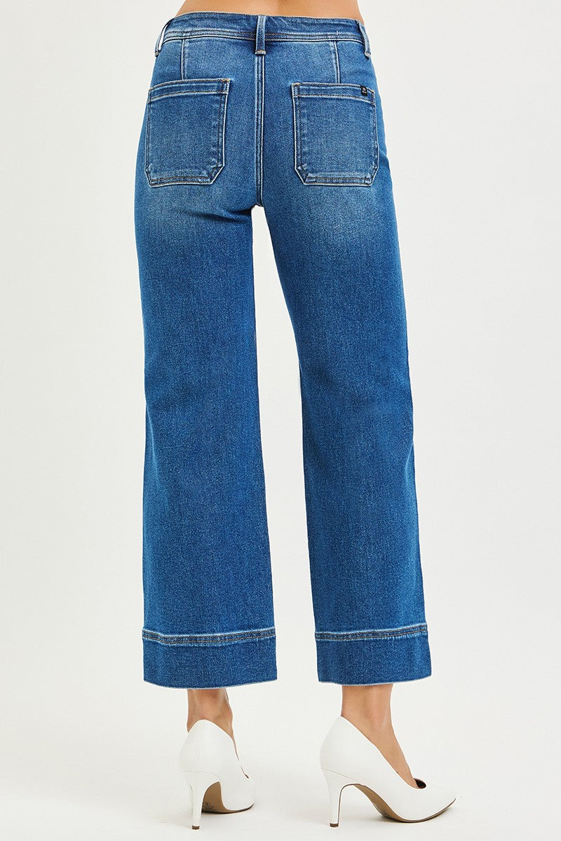 Bono High Rise Ankle Crop Wide Leg Trouser Jeans