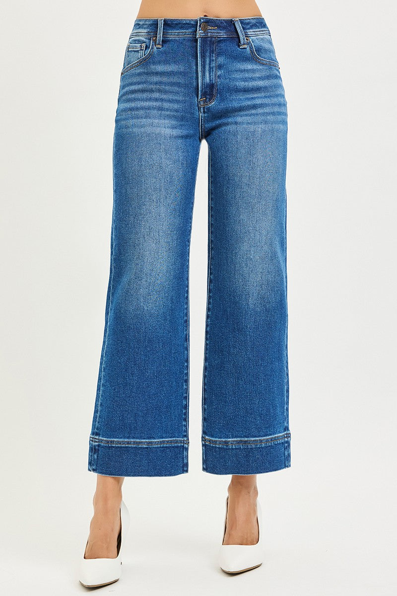 Bono High Rise Ankle Crop Wide Leg Trouser Jeans