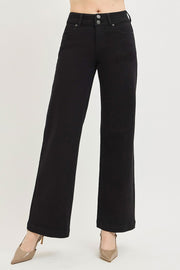 BlackHeart Mid Rise Double Button Waistband Wide Leg Trouser Jeans