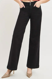 BlackHeart Mid Rise Double Button Waistband Wide Leg Trouser Jeans