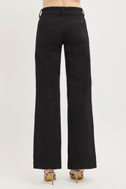 BlackHeart Mid Rise Double Button Waistband Wide Leg Trouser Jeans