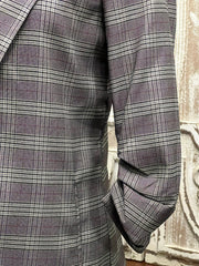 Hailey Plaid Rouched Sleeve Blazer