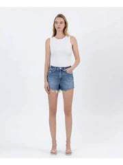 Vervet High Rise Frayed Hem A-Line Shorts
