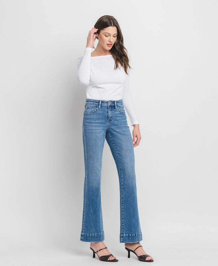 Gambler High Rise Trouser Hem Relaxed Flare Jeans