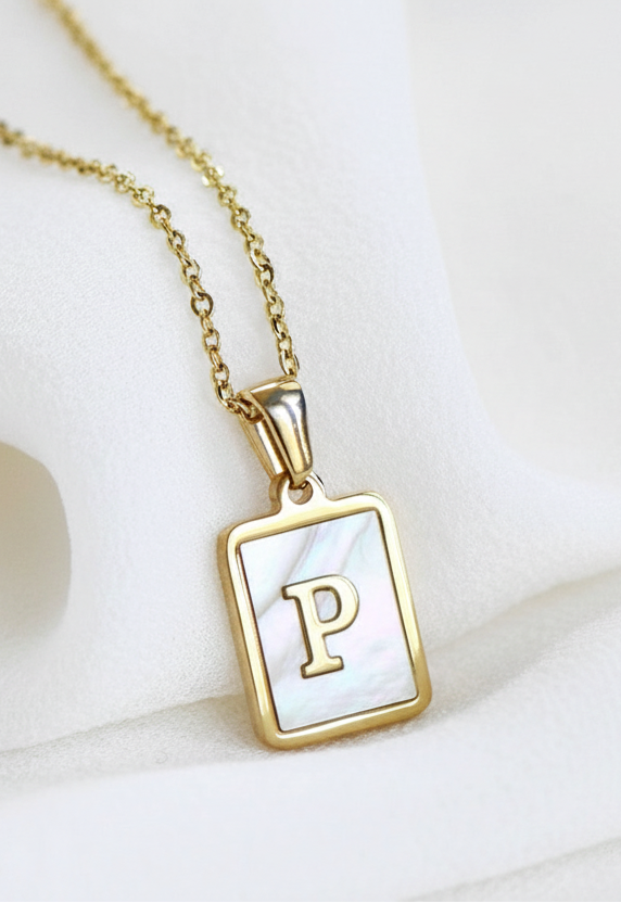 18K Gold Plated Waterproof Pearl Initial Necklace Collection