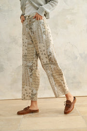 Vintage Roses Floral Printed Barrel Pants