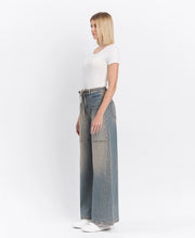 Flower-Child High Rise Elastic/Tie Baggy Wide Leg Jeans