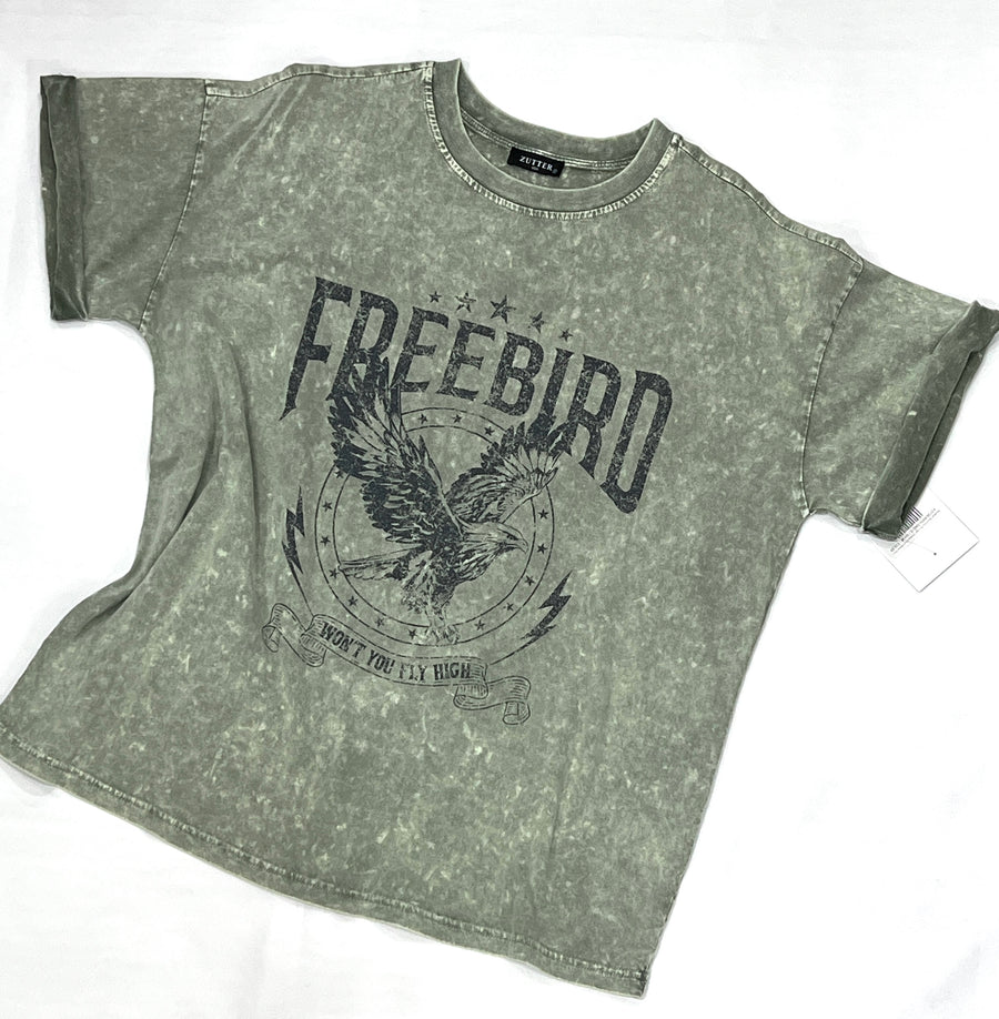 FreeBird "Won't You Fly High" Vintage Short Sleeve Snow Dye Tee