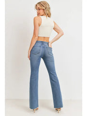 High Rise Flare with Scissor Cut Hem Jeans