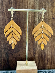 Wooden Feather Dangle Earrings