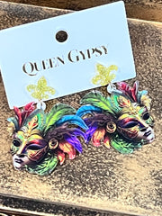 Masquerade Mardi Gras Acrylic Earrings by Queen Gypsy
