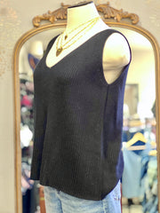 Paris Deep V Knitted Sweater Tank Top