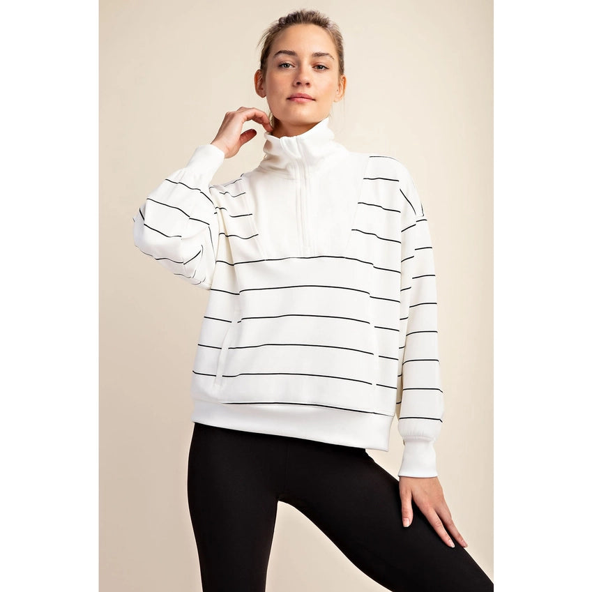 Ashton Luxe Quarter Zip Mock Neck Pullover Lounge Top