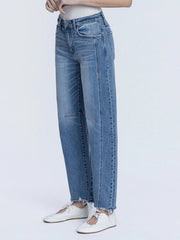 Ranger High Rise Raw Hem Seam Detail Barrel Leg Jeans