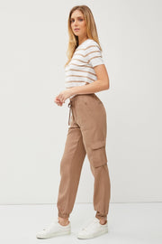 Maude Classic Tencel Drawstring/Elastic Cargo Jogger Pants