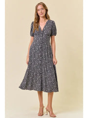 Davinna Ditzy Floral Print Midi Dress