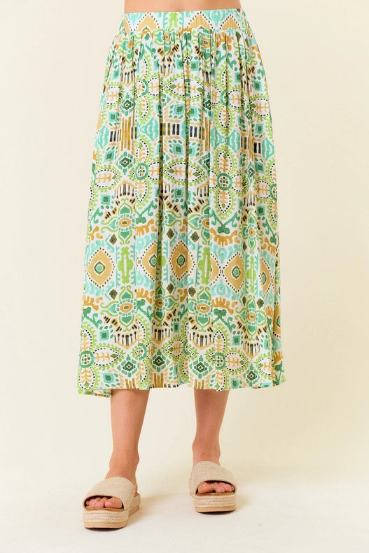 Aine Ikat Printed Midi Skirt