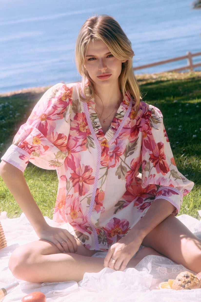 Bellissima Floral Printed Ruffle Top