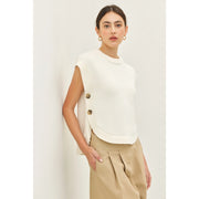 Joleigh Hi-Low Sweater Vest with Side Buttons