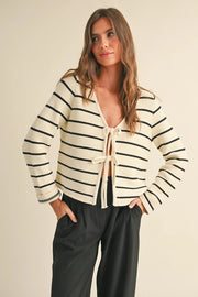 Celine Tie-Front Knit Sweater Cardigan