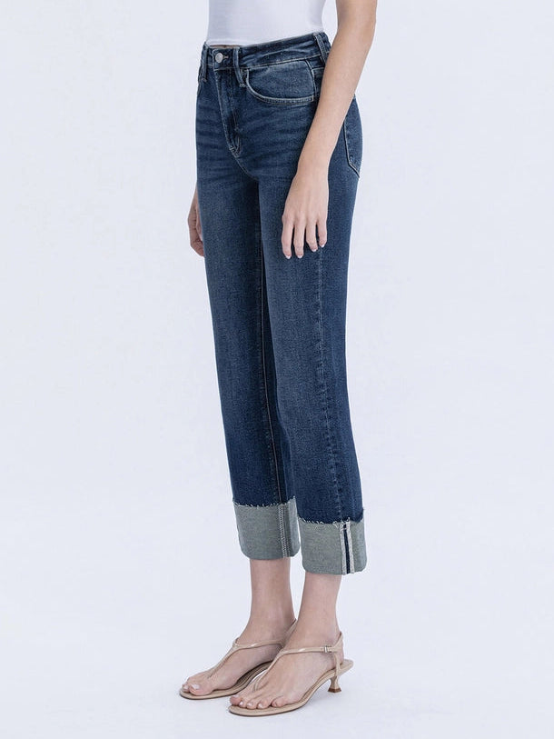 Valley Girl High Rise Cuffed Crop Slim Straight Jeans
