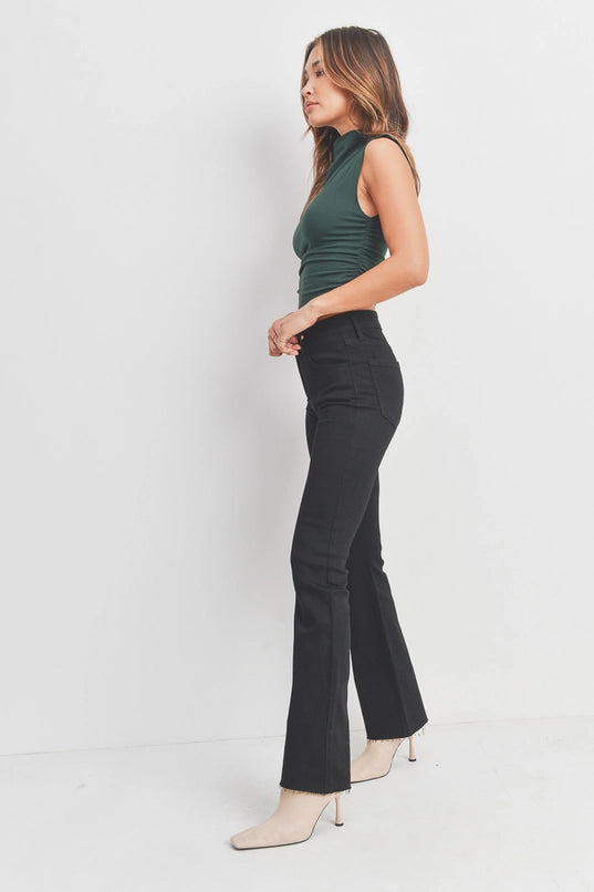 Flare Black Jean with Raw Cut Hem Detail