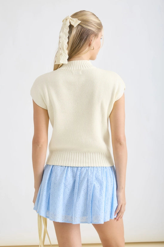 Tricia Mock Neck Short Sleeve Sweater Top