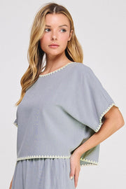 Kerrigan Dolman Short Sleeve Linen Top