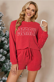 MERRY Long Sleeve Top and Shorts Set