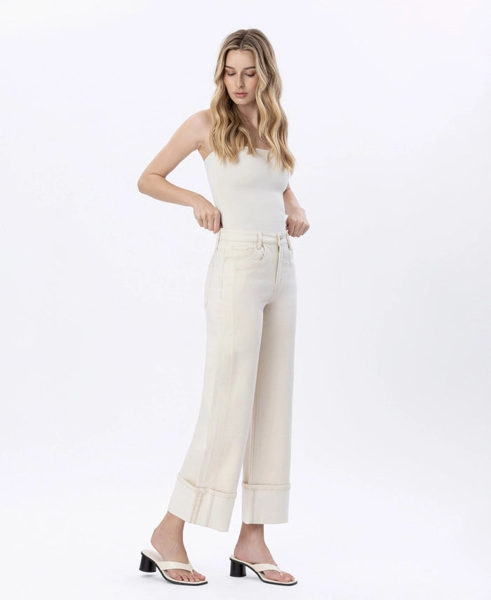 Stetson II Super High Rise Wide Leg Cuffed Denim Jeans