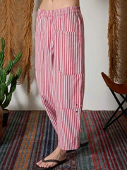 Rizzy Red Ticking Stripe Barrel Pants