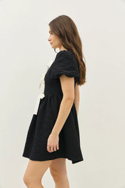 Belladonna Bubble Textured Bow-Tie Front Mini Dress