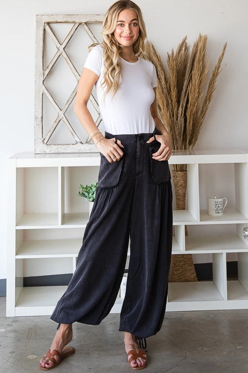 Remi Mineral Washed 3D Pocket Wide Leg Pants