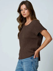 Perry Crew Neck Short Cap Sleeve Sweater