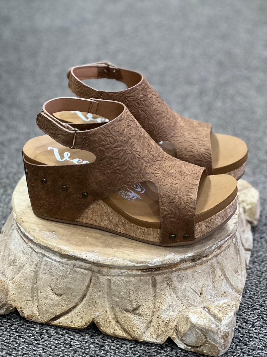 Wally Tooled Cork Wedge Sandal