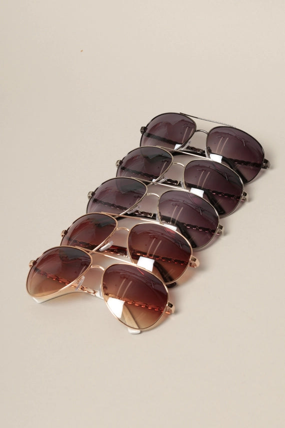 Cougar Classic Aviator Sunglasses with Mini Chain Detail