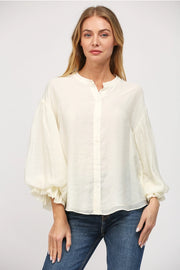 Elodie Puff Sleeve Button Down Shirt Blouse