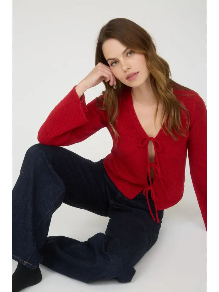 Ellen Three-Bow-Tie Front Cardigan