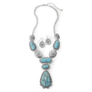 Stonecrop Turquoise Concho Necklace & Earrings Set