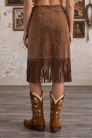 Opry Star Fitted Faux-Suede Midi Skirt