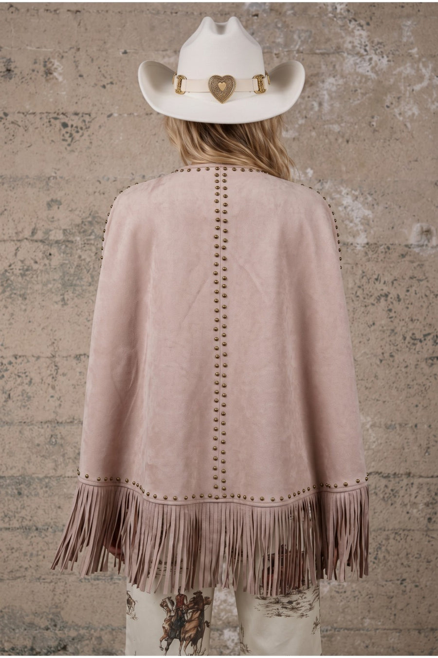 Queen of Country Studded Fringe Suede Cape